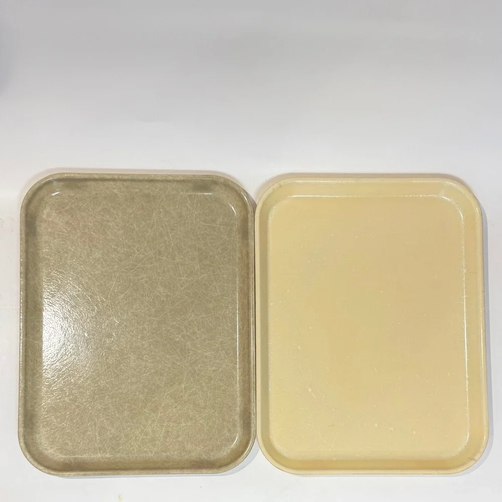 MCM‎ Vintage Cambro Camtray Pair of Fiberglass Cafeteria Serving Trays USA 1974